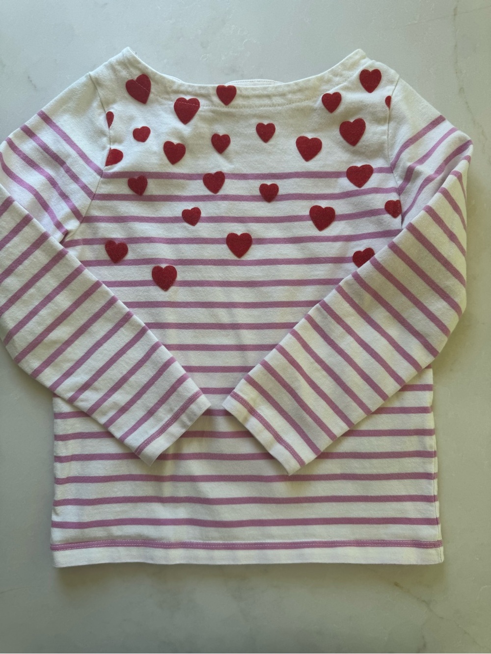 Mini Boden Pink and White Heart Print Top SZ 5